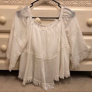 Off the shoulder white top